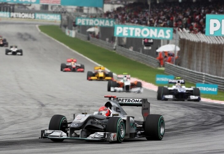 Gp Malesia, Gara: Schumacher, Hulkenberg, Liuzzi, Petrov