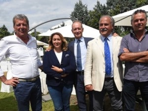 Stefano Bruni e i responsabili del gruppo interessato ad acquistare il Bologna Fc (fonte: Il Resto del Carlino Bologna)