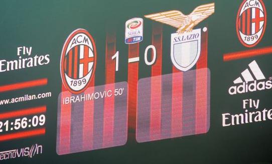 Milan-Lazio 0-0 tabellone segnala gol Ibrahimovic