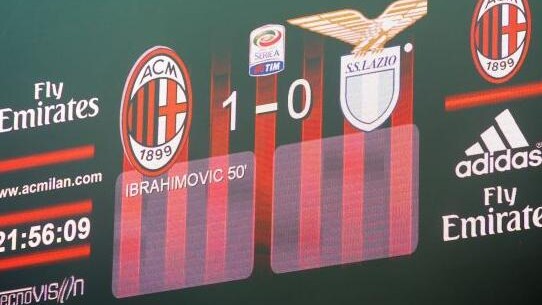 Milan-Lazio 0-0 tabellone segnala gol Ibrahimovic