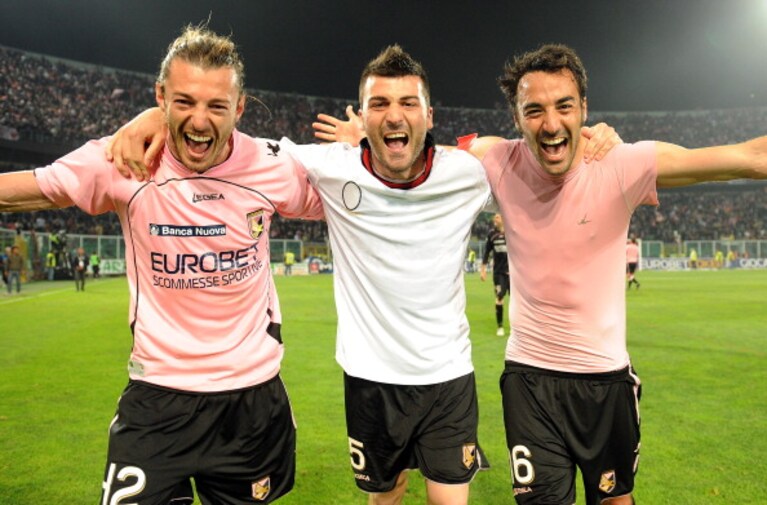 Balzaretti, Boco e Cassani esultano - Palermo