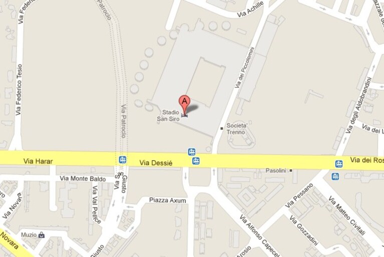 Ecco la posizione su Google Maps dello Stadio Giuseppe Meazza