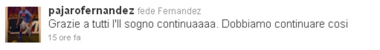 Federico Fernandez su twitter dopo Villarreal
