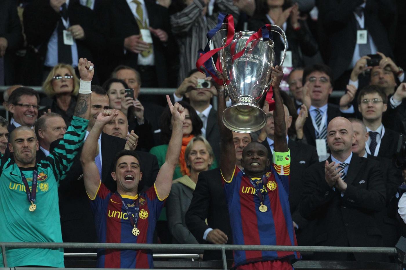 La gioia del Barcellona dopo la finale dello scorso anno