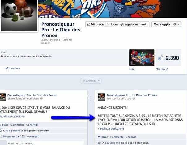 su facebook qualche ora prima del match in francia si dava per certa la vittoria dello spezia