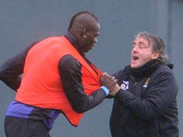 mancini e balotelli in allenamento