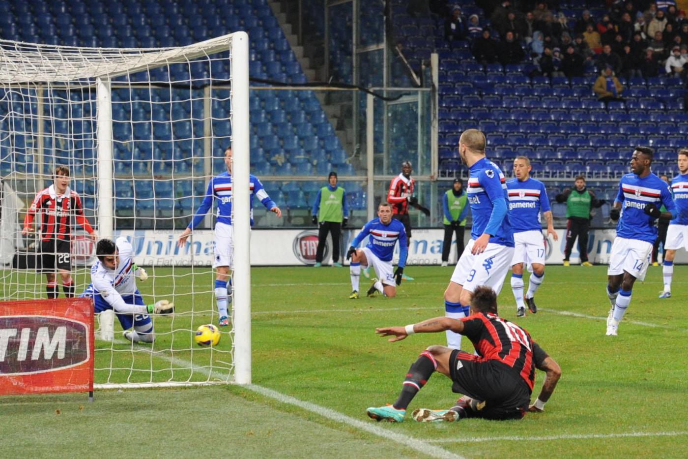 Nessun gol nel posticipo della 20a giornata. Nel primo tempo uno straordinario Abbiati ha negato in tre occasioni il gol alla Samp. 