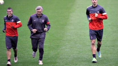 ancelotti e verratti in allenamento