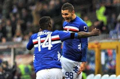 icardi e obiang dopo un gol