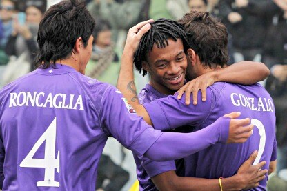 cuadrado dopo un gol in viola