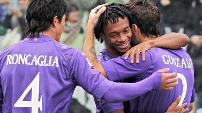 cuadrado dopo un gol in viola