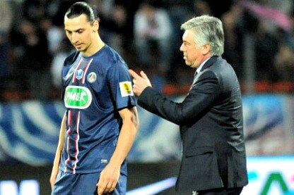carlo ancelotti accanto a ibra