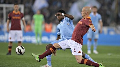 un'azione della gara dell'Olimpico