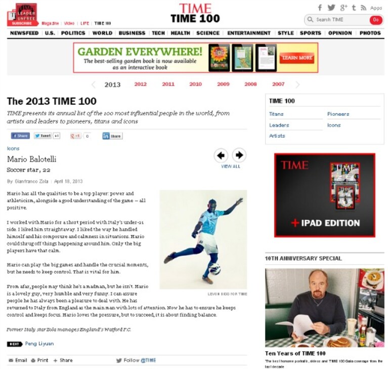 la pagina del time con l'editoriale di zola
