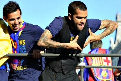la festa del barcellona sul bus