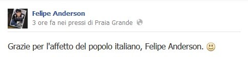 messaggio su facebook di anderson