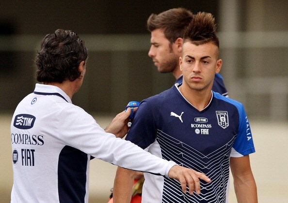 prandelli ed el shaarawy in allenamento