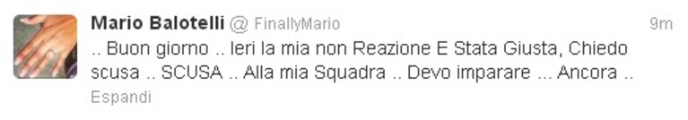 il messaggio di scuse