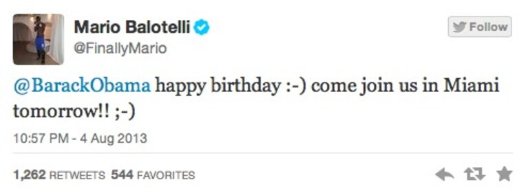 il tweet di balotelli a Obama