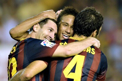 neymar e messi dopo un gol