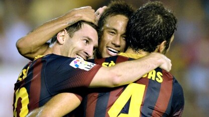 neymar e messi dopo un gol