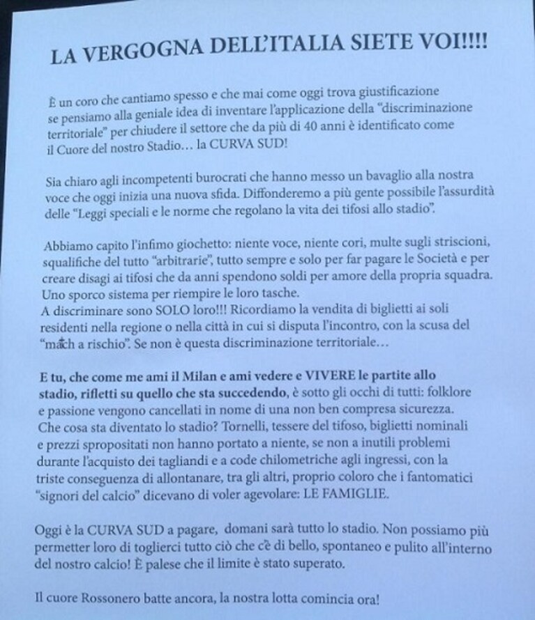 volantino curva sud