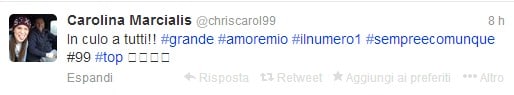 tweet della moglie di cassano