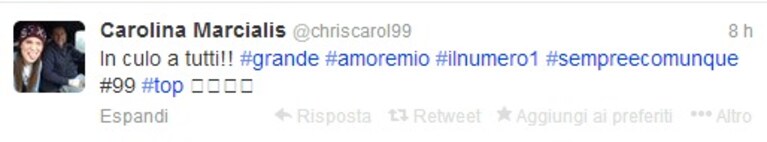 tweet della moglie di cassano