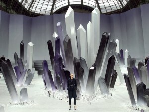 A model presents a creation by Chanel fa