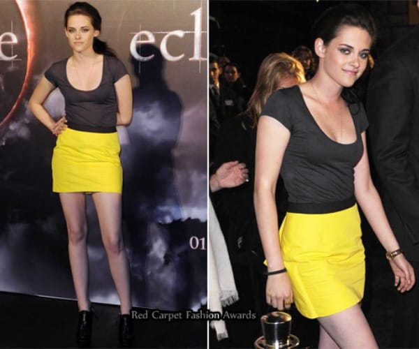 Kstew Mini kristen stewart minigonna gialla | Donna Fanpage