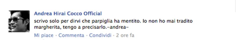 andrea cocco sulla pagina fan di facebook