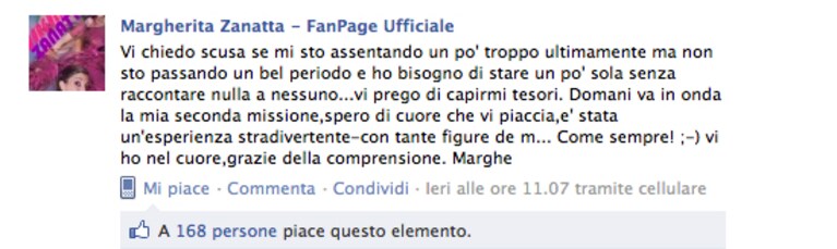 margherita zanatta sulla sua pagina di facebook