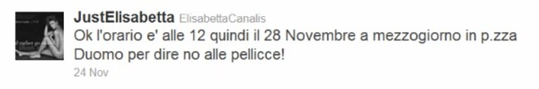 la canalis su twitter in piazza per la peta