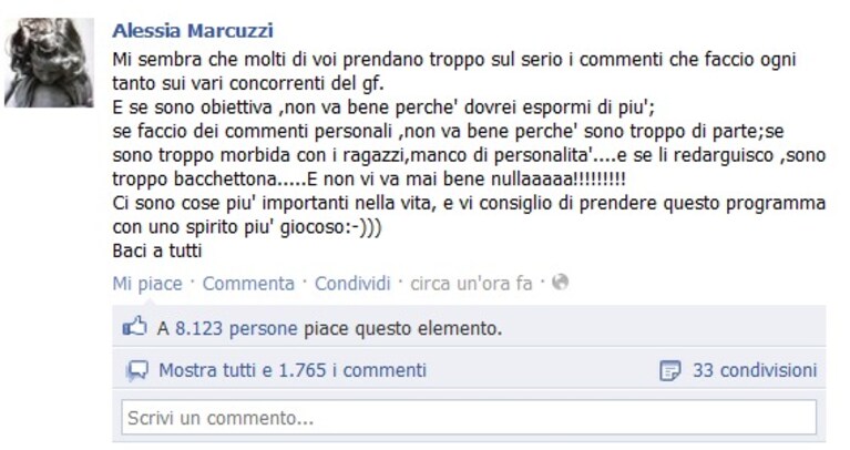 alessia marcuzzi su facebook