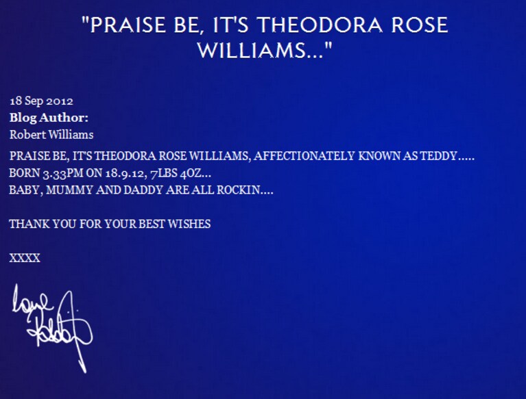 robbie williams sul blog