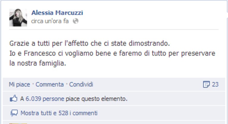 Alessia Marcuzzi conferma la rottura con Facchinetti