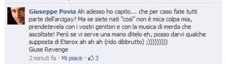 Uno dei commenti incriminati