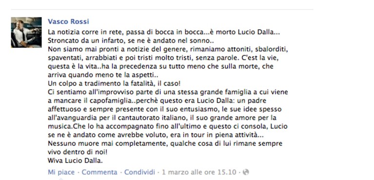 il saluto di vasco