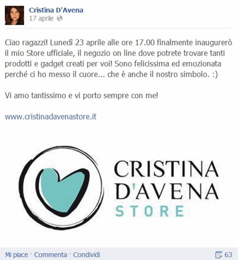 cristina d'avena store