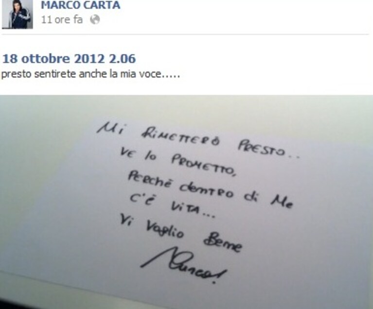 marco annuncia il ritorno
