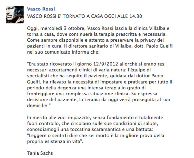 Il comunicato della Sachs