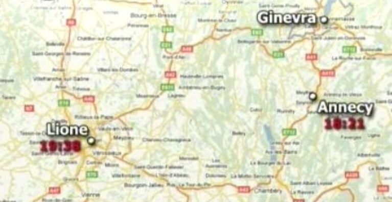 la distanza temporale da annecy a lione