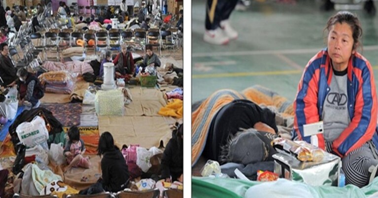 centro di accoglienza a Miyagi dopo lo tsunami in giappone