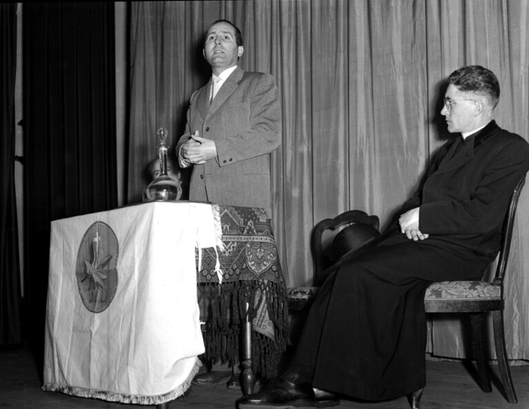 Scalfaro in un intervento del 1950 ad una Conferenza dell'Acli