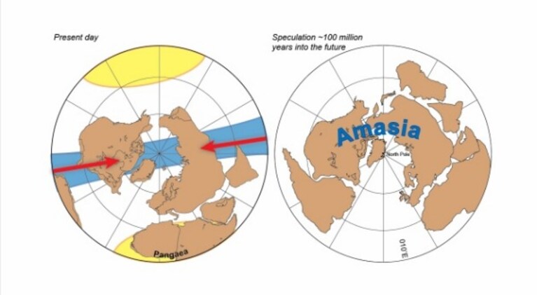 Tra 100 milioni di anni il volto del nostro pianeta sarà completamente mutato, la deriva dei continenti porterà a nuovi scenari in cui un supercontinente nascerà dall'unione di America ed Asia nel Mar Glaciale Artico. Questa l ipotesi di un ricercatore statunitense sulla base di un nuovo modello geologico.