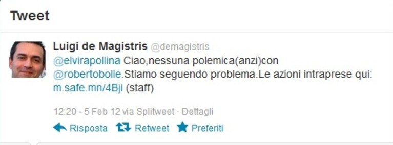 De Magistris su Twitter