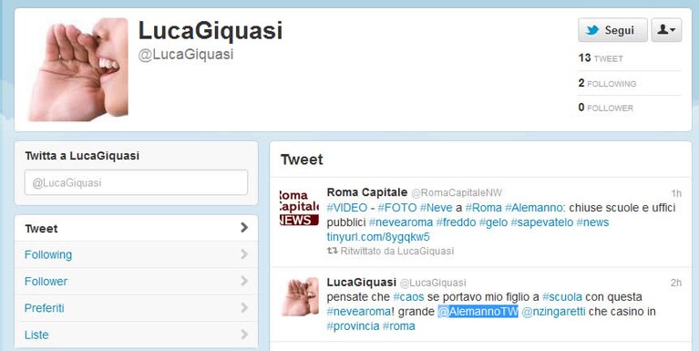 Uno dei profili twitter in aiuto del sindaco