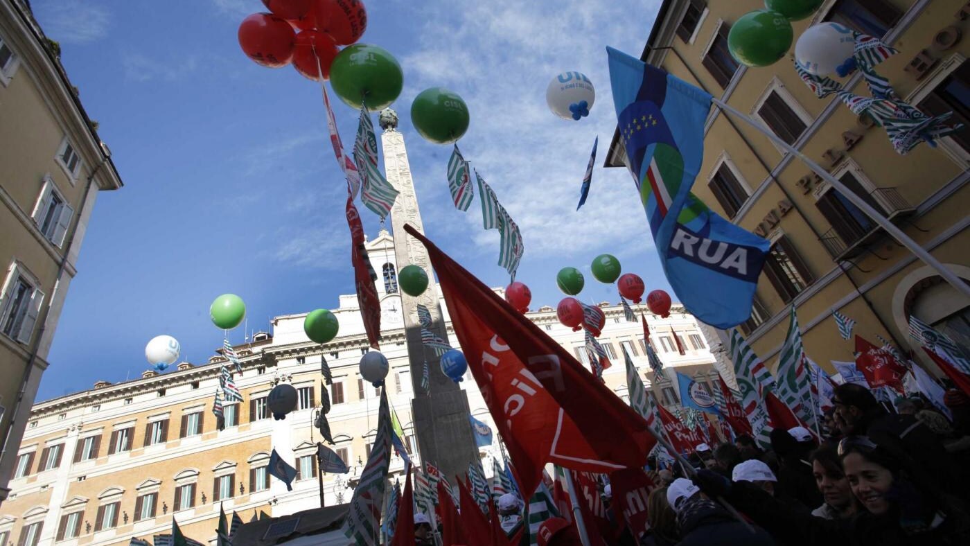 Proteste in Piazza Montecitorio