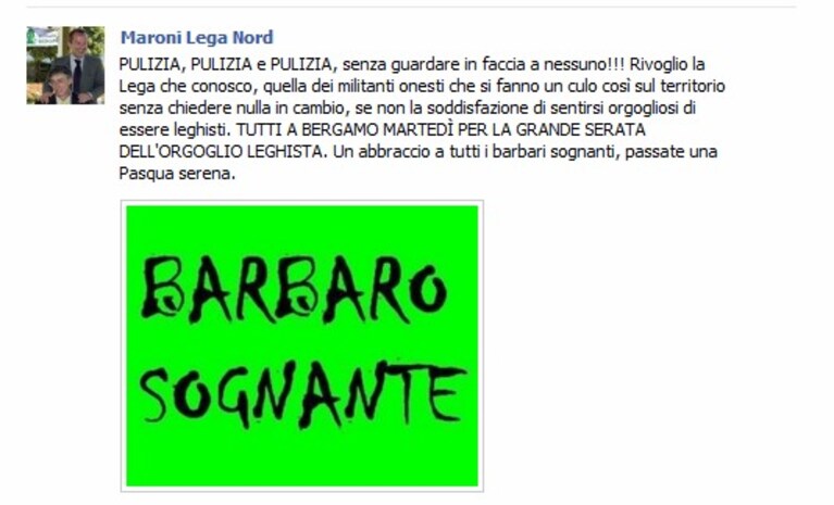 il post di maroni su facebook