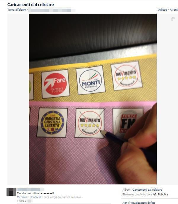 Elezioni 2013: Su Facebook le foto delle schede votate, ma è illegale